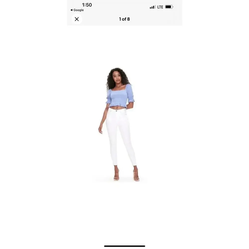 En Saison Periwinkle Blue Smocked Crop Top Size XS - Picture 3 of 6
